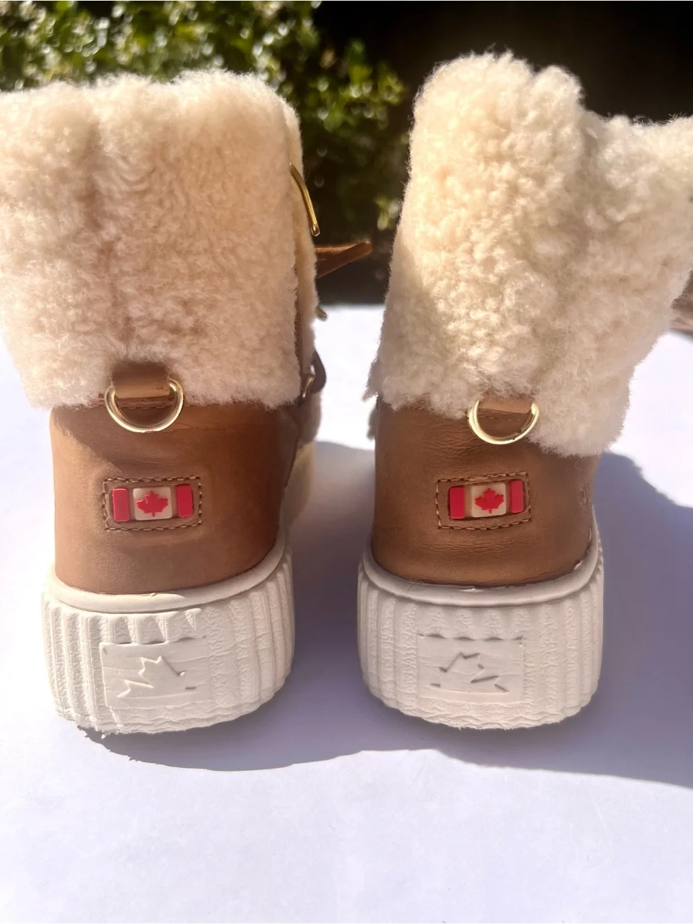 Pajar CANADA Ceria Sneaker Boot - Sherling Lined Bootie - in Cream & Tan Fur